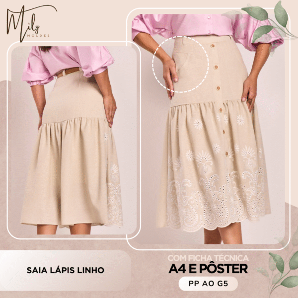 Saia Lápis Linho