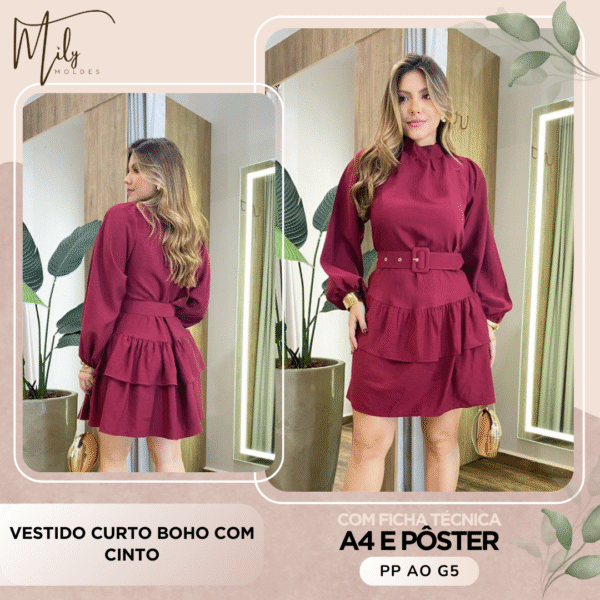 Vestido Curto Boho com Cinto