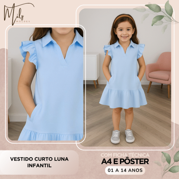 Vestido Curto Luna Infantil
