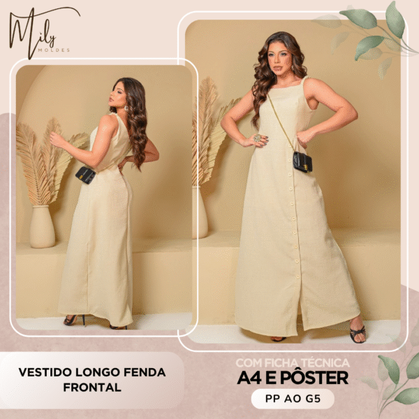 Vestido Longo Fenda Frontal