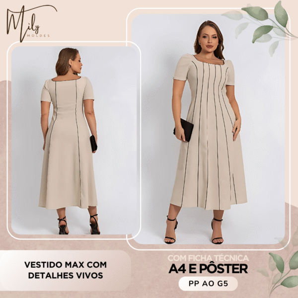 Vestido Max com Detalhes Vivos