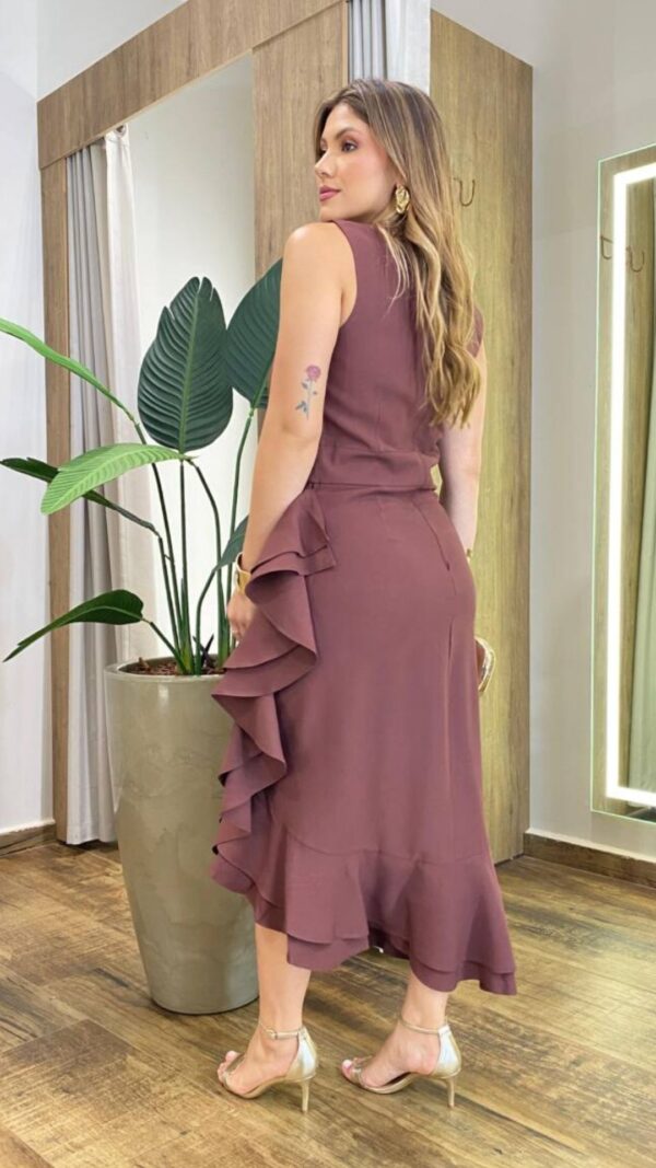 Vestido Midi Luna com Babado Lateral - Image 3