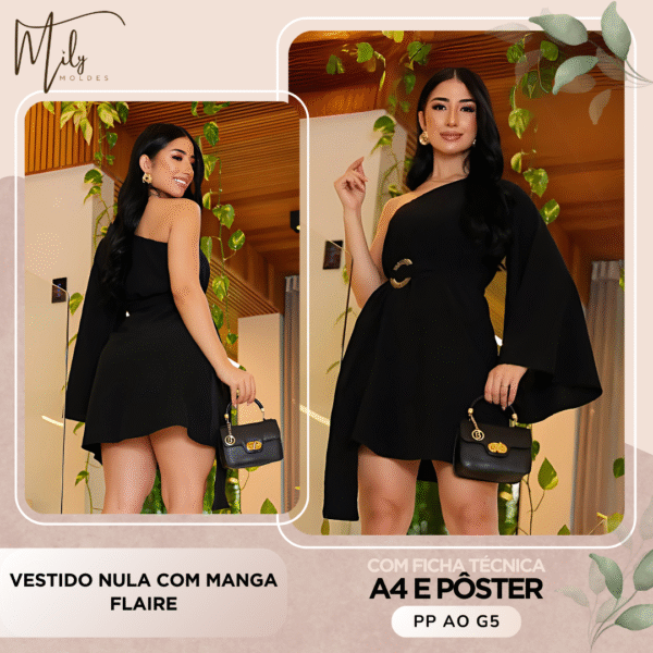 Vestido Nula com Manga Flaire