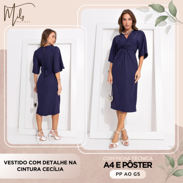 Vestido com Detalhe na Cintura Cecília