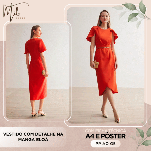 Vestido com Detalhe na Manga Eloá