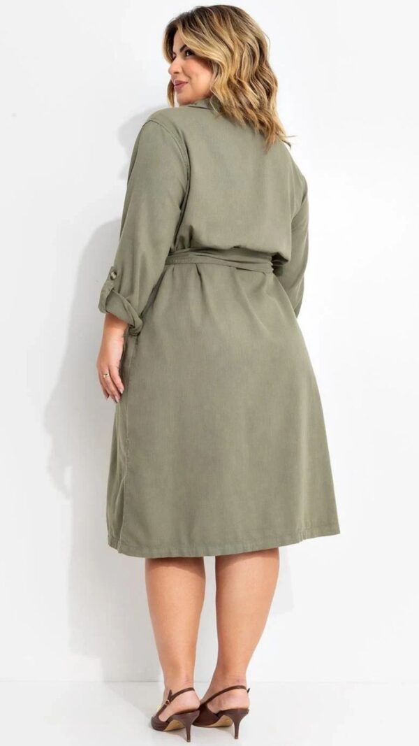 Vestido com Laço na Cintura e Botões - Image 3