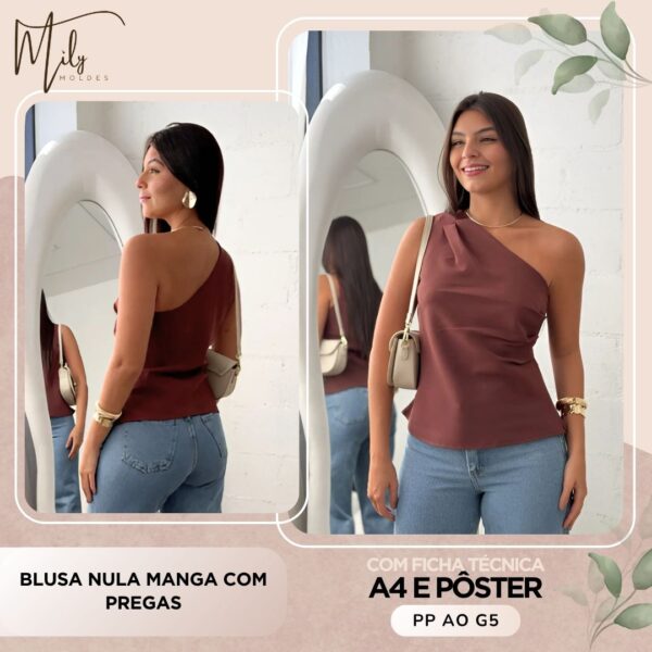 Blusa Nula Manga com Pregas