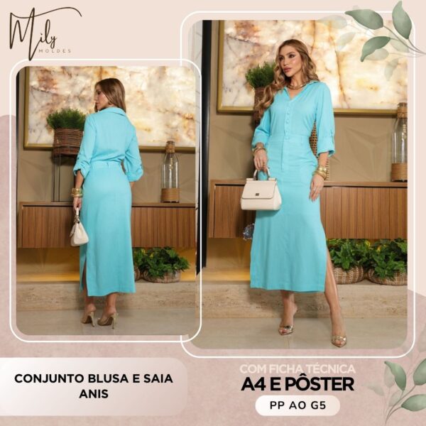 Conjunto Blusa e Saia Anis