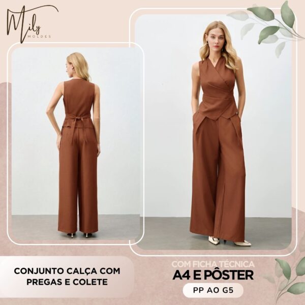 Conjunto Calça com Pregas e Colete