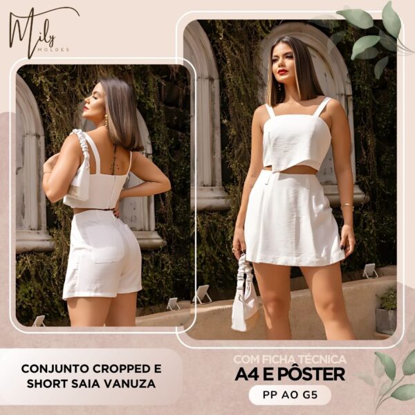 Conjunto Cropped e Short Saia Vanuza