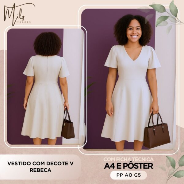 Vestido com Decote V Rebeca
