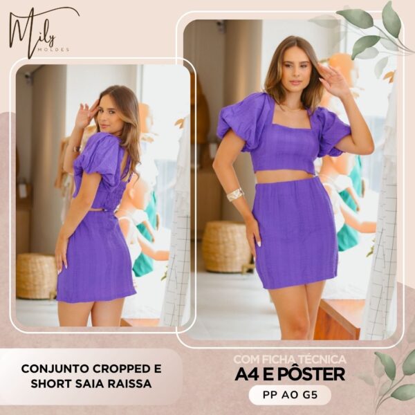 Conjunto Cropped e Short Saia Raissa