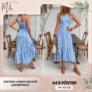 Vestido Longo Decote Assimétrico