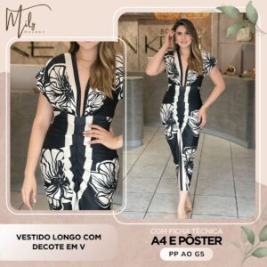 Vestido Longo com Decote em V