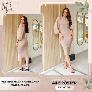 Vestido Malha Canelada Maria Clara