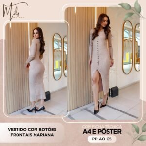 Vestido com Botões Frontais Mariana