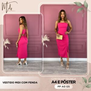 Vestido Midi com Fenda
