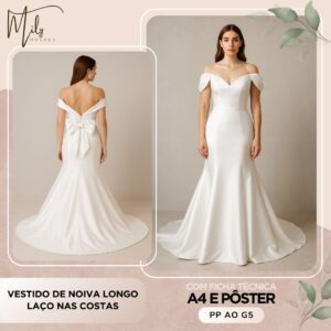 Vestido de Noiva Longo Laço nas Costas