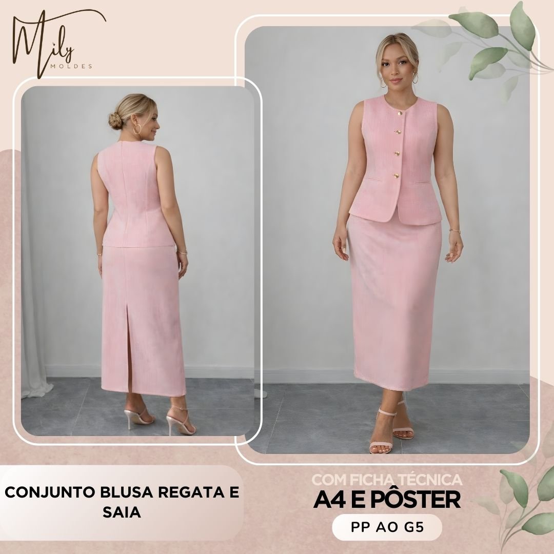 Conjunto Blusa Regata e Saia