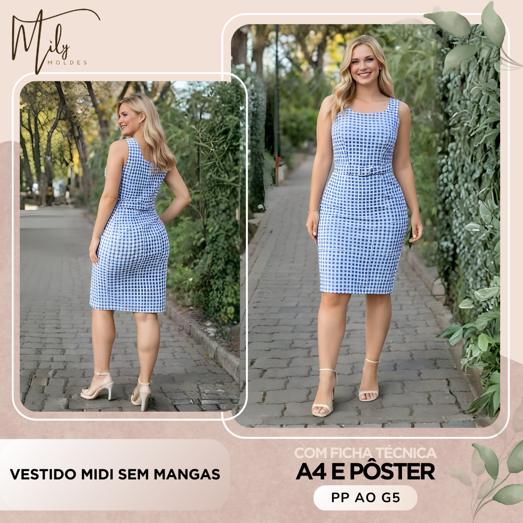 Vestido Midi sem Mangas