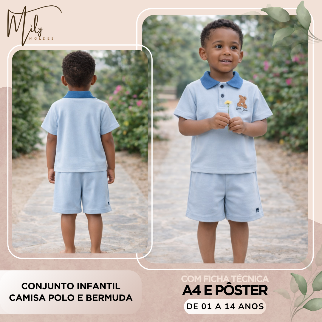 Conjunto Infantil Camisa Polo e Bermuda
