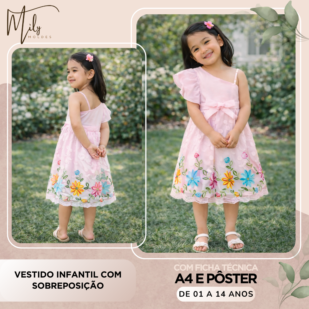 Vestido Infantil com Sobreposição