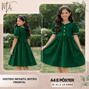 Vestido Infantil Botão Frontal