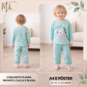 Conjunto Pijama Infantil Calça e Blusa