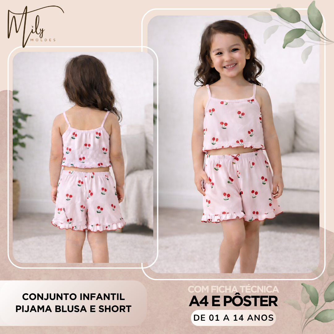 Conjunto Infantil Pijama Blusa e Short