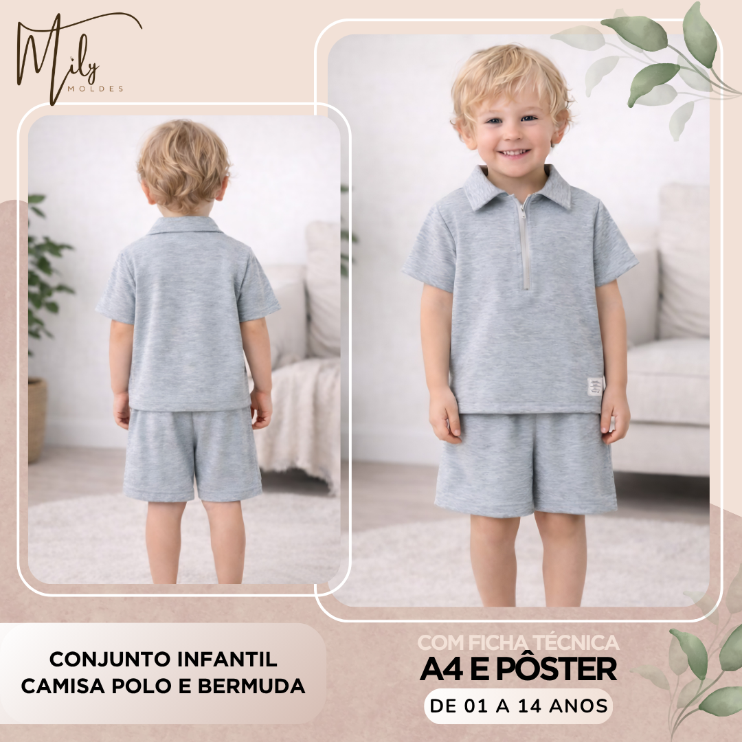 Conjunto Infantil Camisa Polo e Bermuda