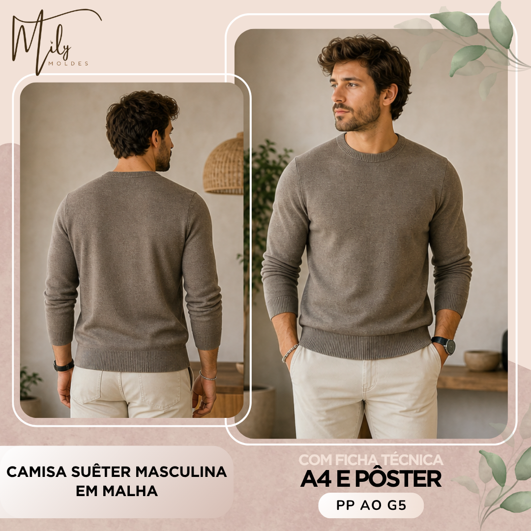 Camisa Suêter Masculina em Malha