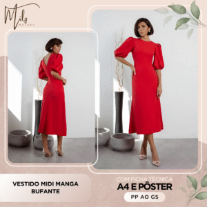Vestido Midi Manga Bufante
