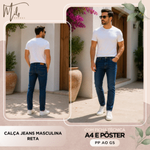 Calça Jeans Masculina Reta
