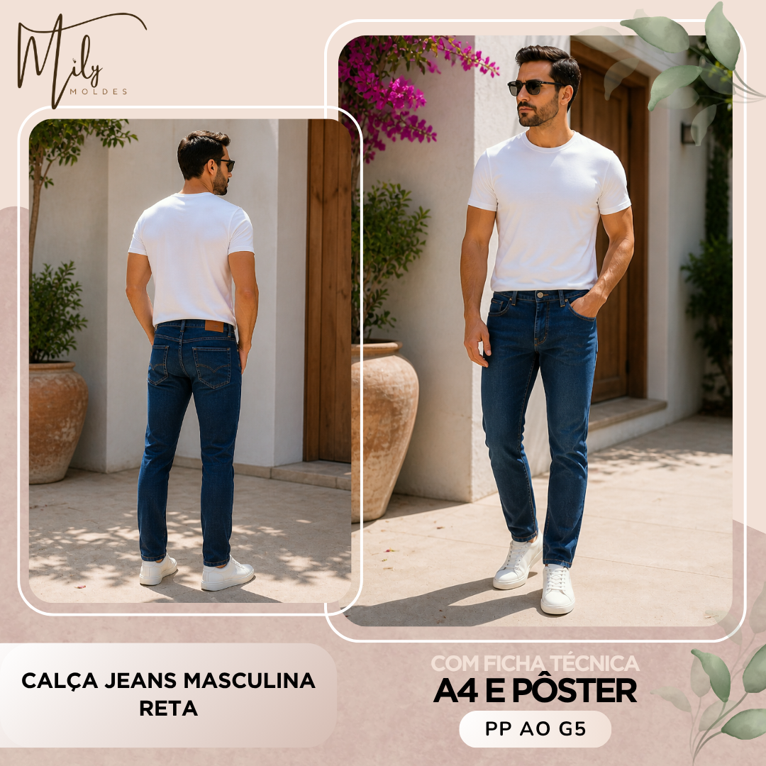 Calça Jeans Masculina Reta