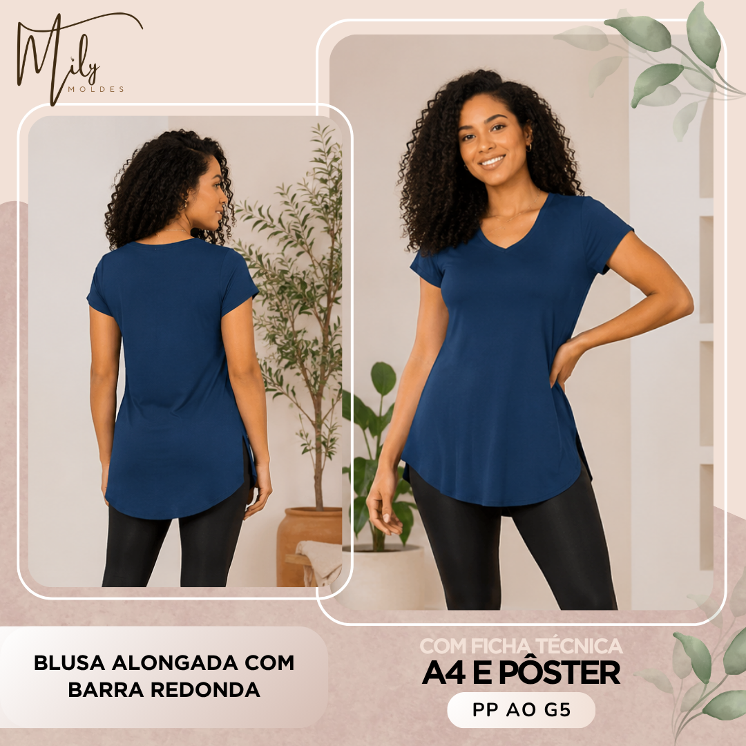 Blusa Alongada com Barra Redonda