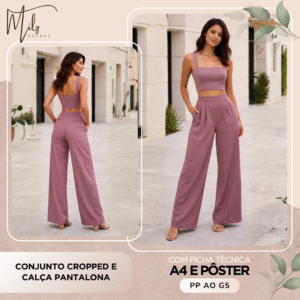 Conjunto Cropped e Calça Pantalona