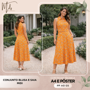 Conjunto Blusa e Saia Midi