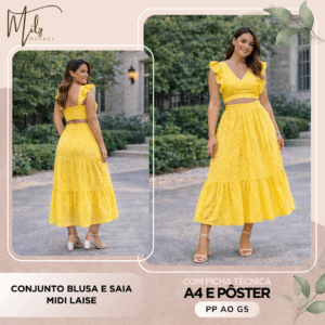 Conjunto Blusa e Saia Midi Laise
