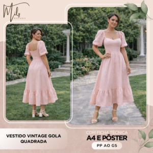 Vestido Vintage Gola Quadrada