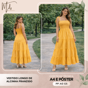 Vestido Longo de Alcinha Franzido