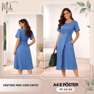 Vestido Midi com Cinto