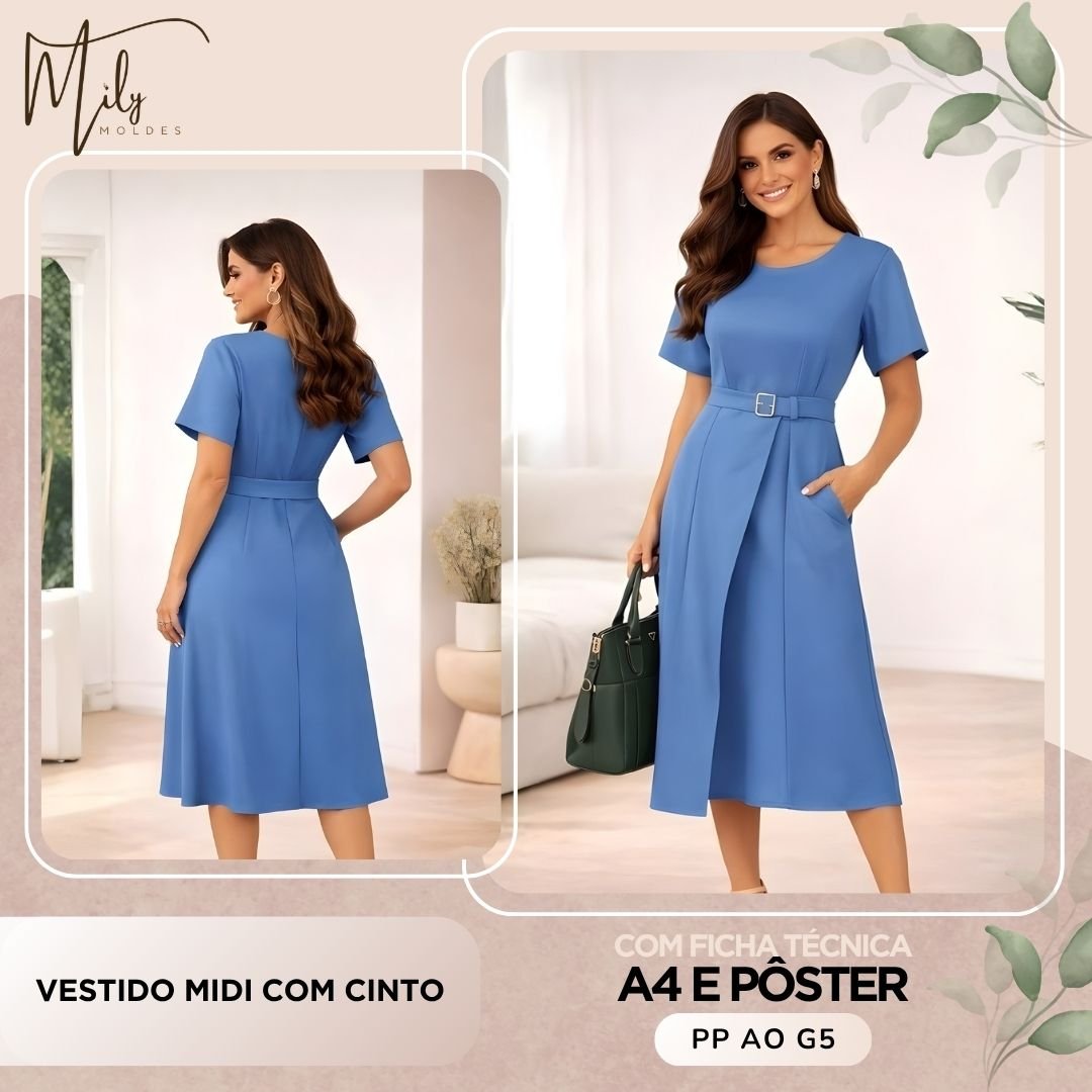 Vestido Midi com Cinto