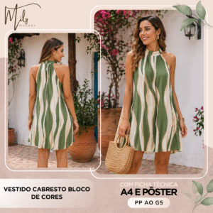 Vestido Cabresto Bloco de Cores