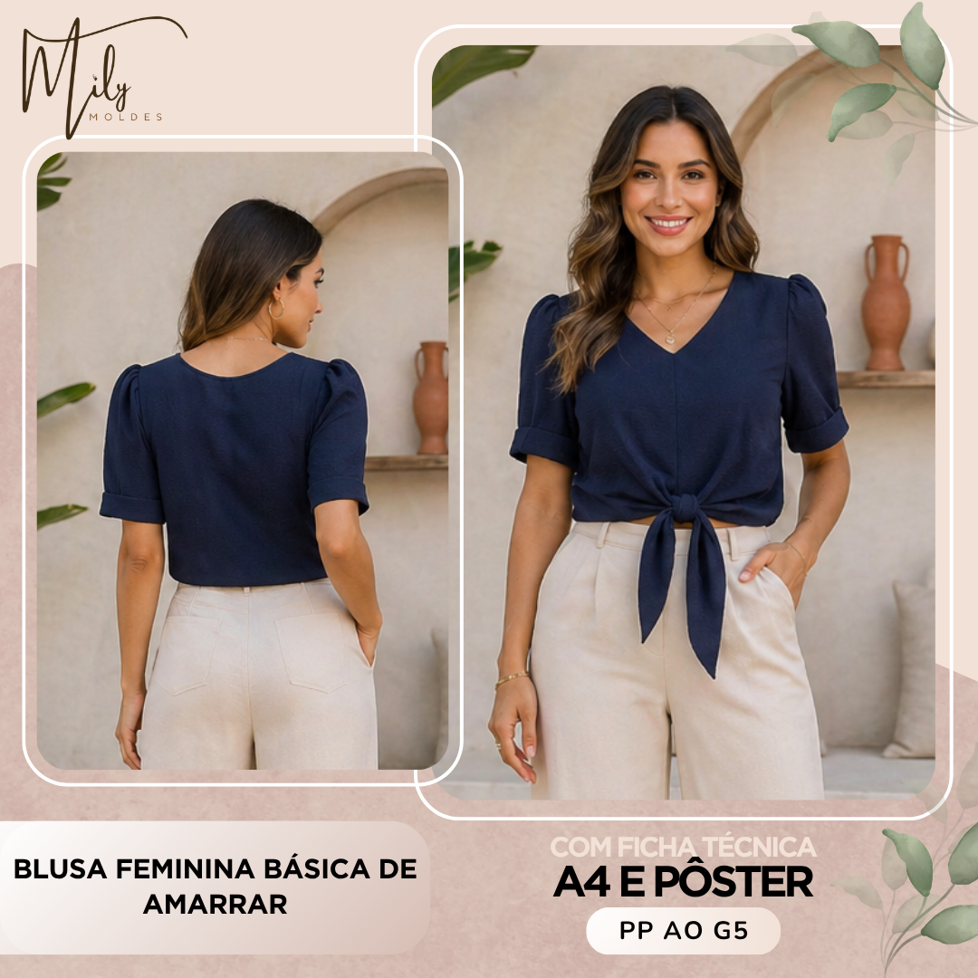 Blusa Feminina Básica de Amarrar