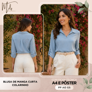 Blusa de Manga Curta Colarinho