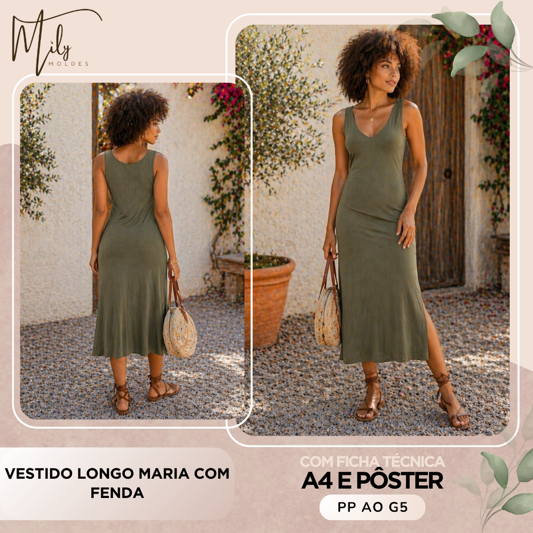 Vestido Longo Maria com Fenda
