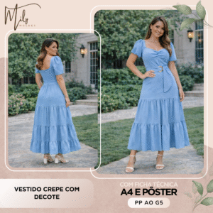 Vestido Crepe com Decote