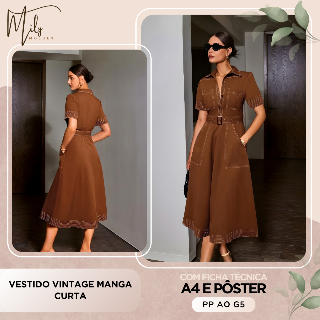 Vestido Vintage Manga Curta